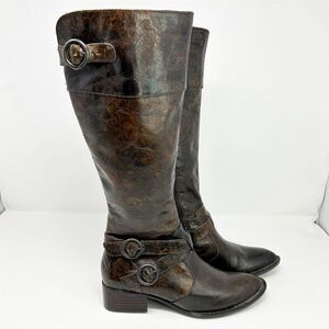 Born Crown Women's Brown Distressed Leather Knee High Riding Boots Size 5.5